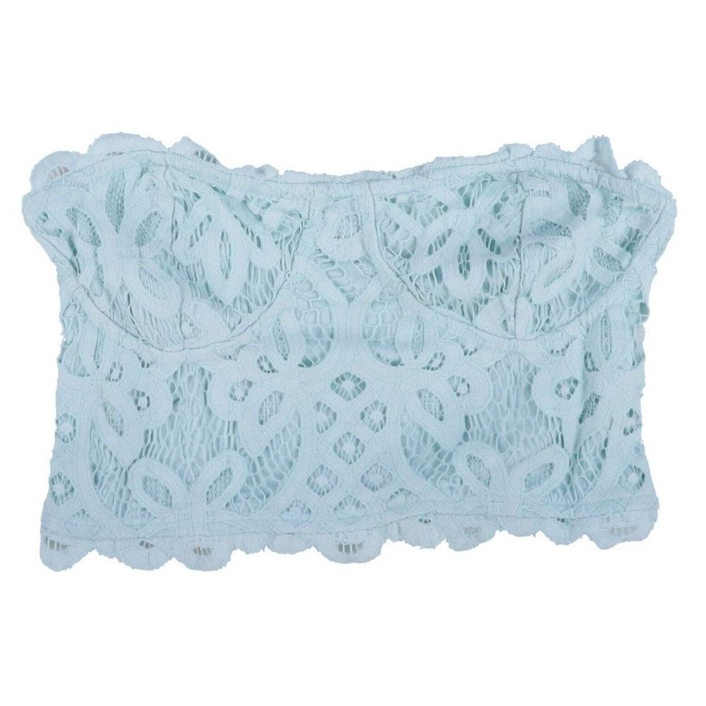 Light Blue Lace Bandeau Top - Women's Strapless Crop